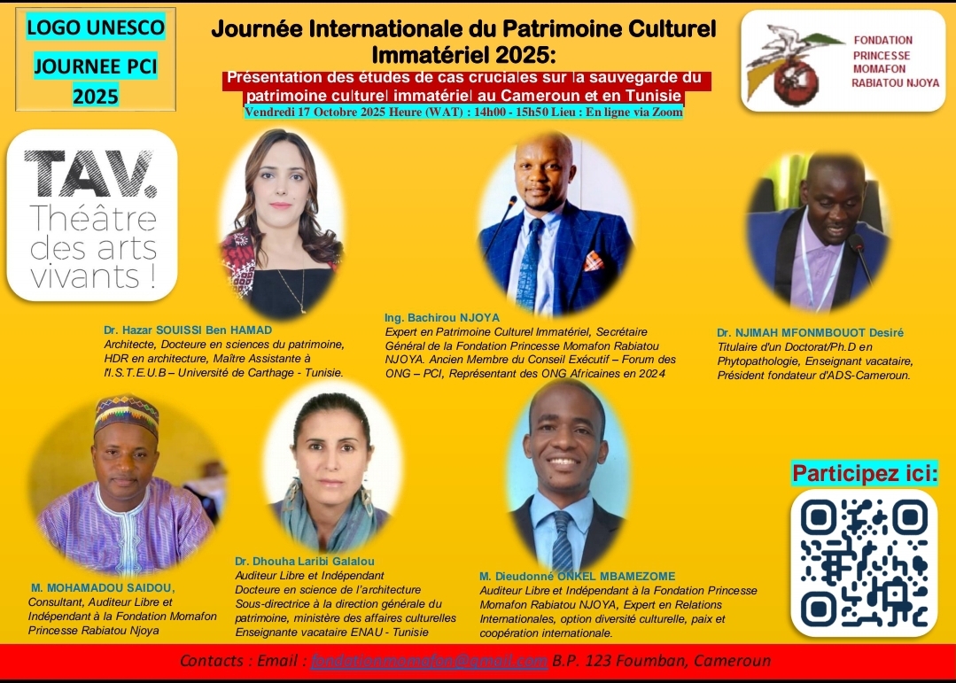 Webinaire 'Présentation d'études de cas cruciales pour la sauvegarde du PCI au Cameroun et en Tunisie'