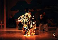 Nôgaku plays vividly depict supernatural beings and ordinary people centuries ago, distinguished through various masks used for the roles of ghosts, heroes, men and women, children and old people. The principal form of Japanese theatre, Nôgaku has influenced puppet theatre as well as Kabuki.