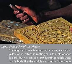 Copie d'écran montrant une partie d'une photographie et la description visuelle correspondante