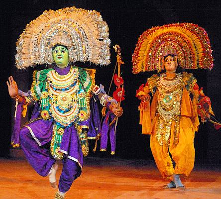 An image of people performing the Chhau dance 
