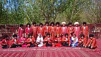 A group of practitioners of the Gorogly epic art at the national festival in Turkmenistan
