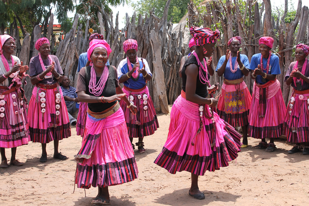 Traditional entertainment at a festival hosted by Chief Mukulu of the Ombalantu