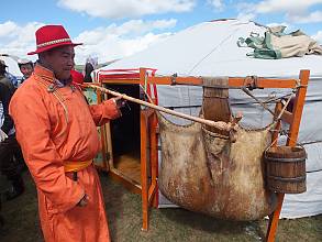 Traditional technique of making Airag in Khokhuur and its associated customs