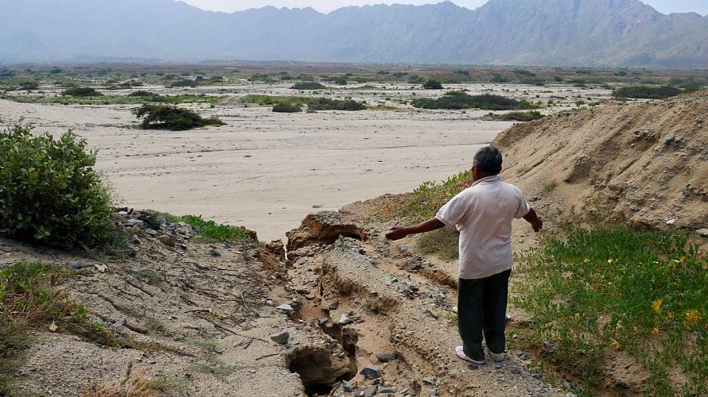 Healer unable to perform his rituals due to landslides caused by floods, La Libertad, Peru. February 2017
