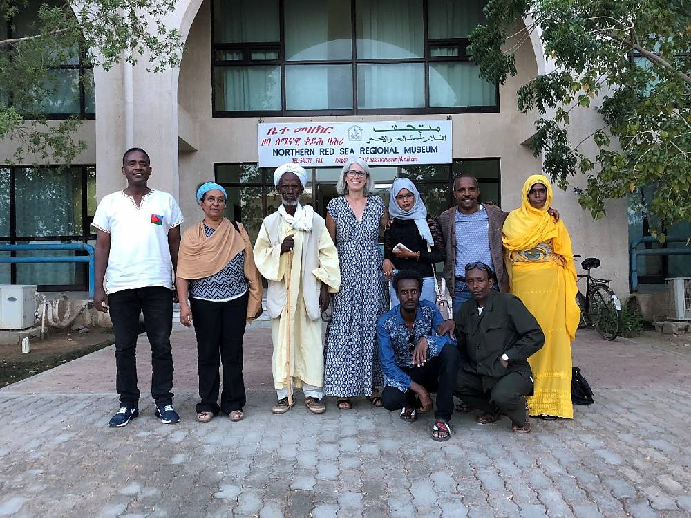 The evaluation team in Massawa with Tigre community members who were part of the inventory fieldwork carried out in 2017