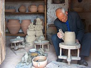 Zlakusa pottery making, hand-wheel pottery making in the village of Zlakusa