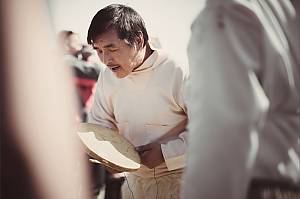 Inuit drum dancing and singing