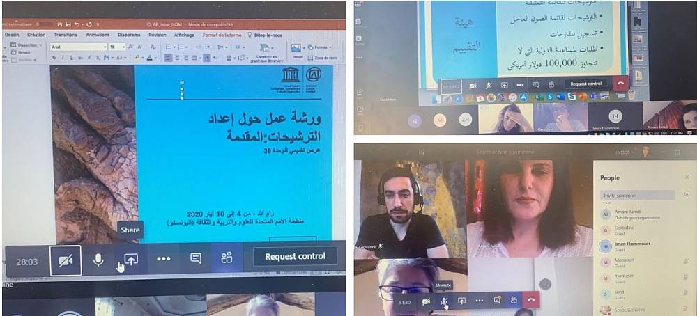 Training on “Preparation of Nominations Files and International Assistance Requests in the Framework of the 2003 UNESCO Convention for the Safeguarding of the Intangible Cultural Heritage”.