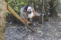 Potter Flor Caro accessing the property where the extraction of raw materials is made, Quinchamalí, Chillán