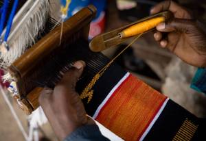 Craftsmanship of traditional woven textile Kente