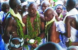 The bearing of the sacred stone or the rites of the New Year in the Guin country in Togo