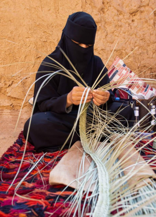 Traditional weaving with palm tree leaves 